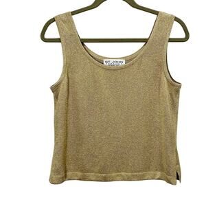 Vintage Y2K St. John Gold Knit Tank Top Metallic Sleeveless - Size Small
